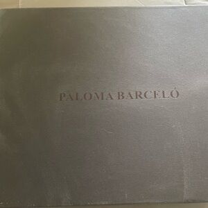 Paloma Barcelo Tan and Blue flowered kitten heel sandals